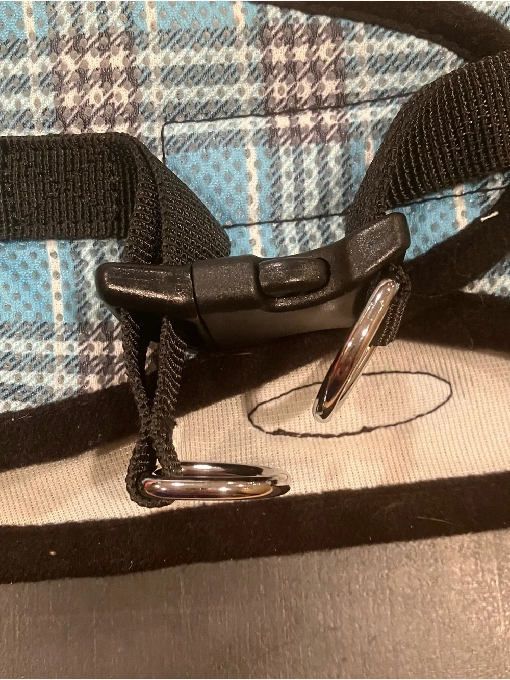 Bark Appeal Blue Plaid Comfort Dog Harness size Medium Velcro and clip closure